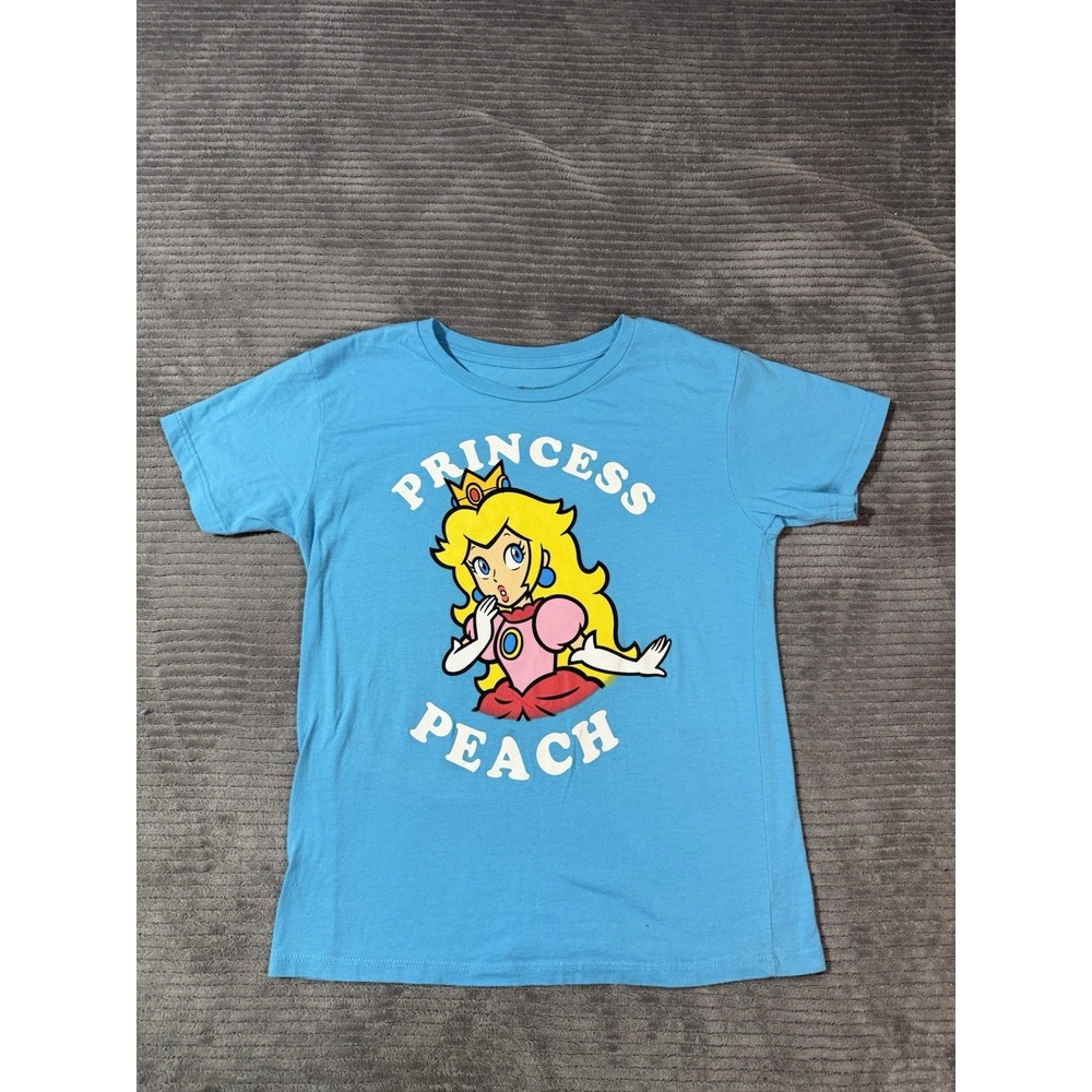 Nintendo Super Mario Princess Peach Light Blue T-shirt Youth Kids Size M 7/8